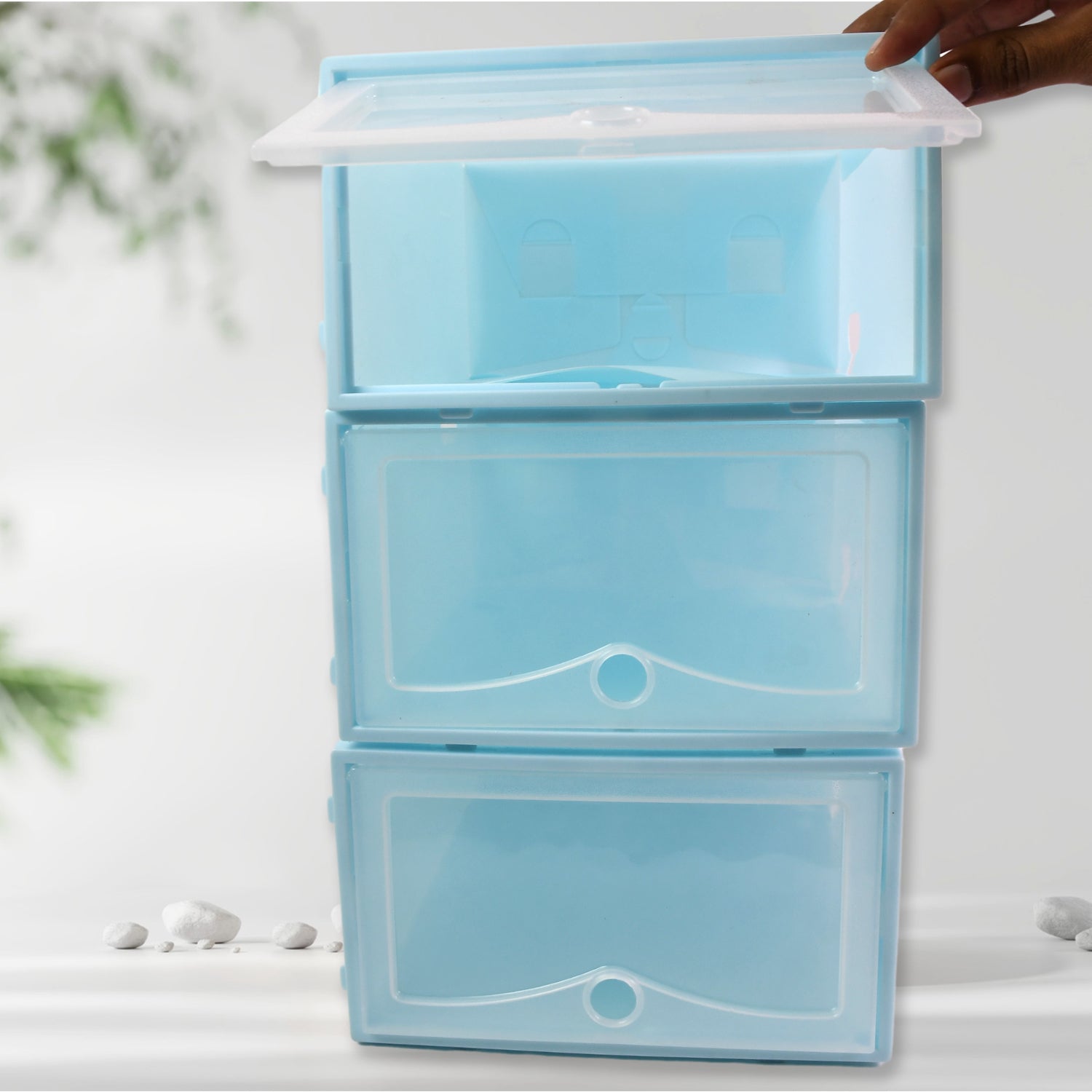 3 Layer Plastic Shoes Storage Box, Stackable Shoe Storage (1 Set / 3 Layer Set) 3 Layer Plastic Shoes Storage Box, Stackable Shoe Storage (1 Set / 3 Layer Set)